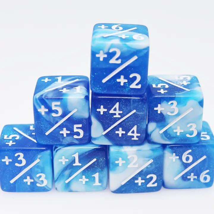 +1/+1 White & Blue Glitter Counters For Magic - Set of 8