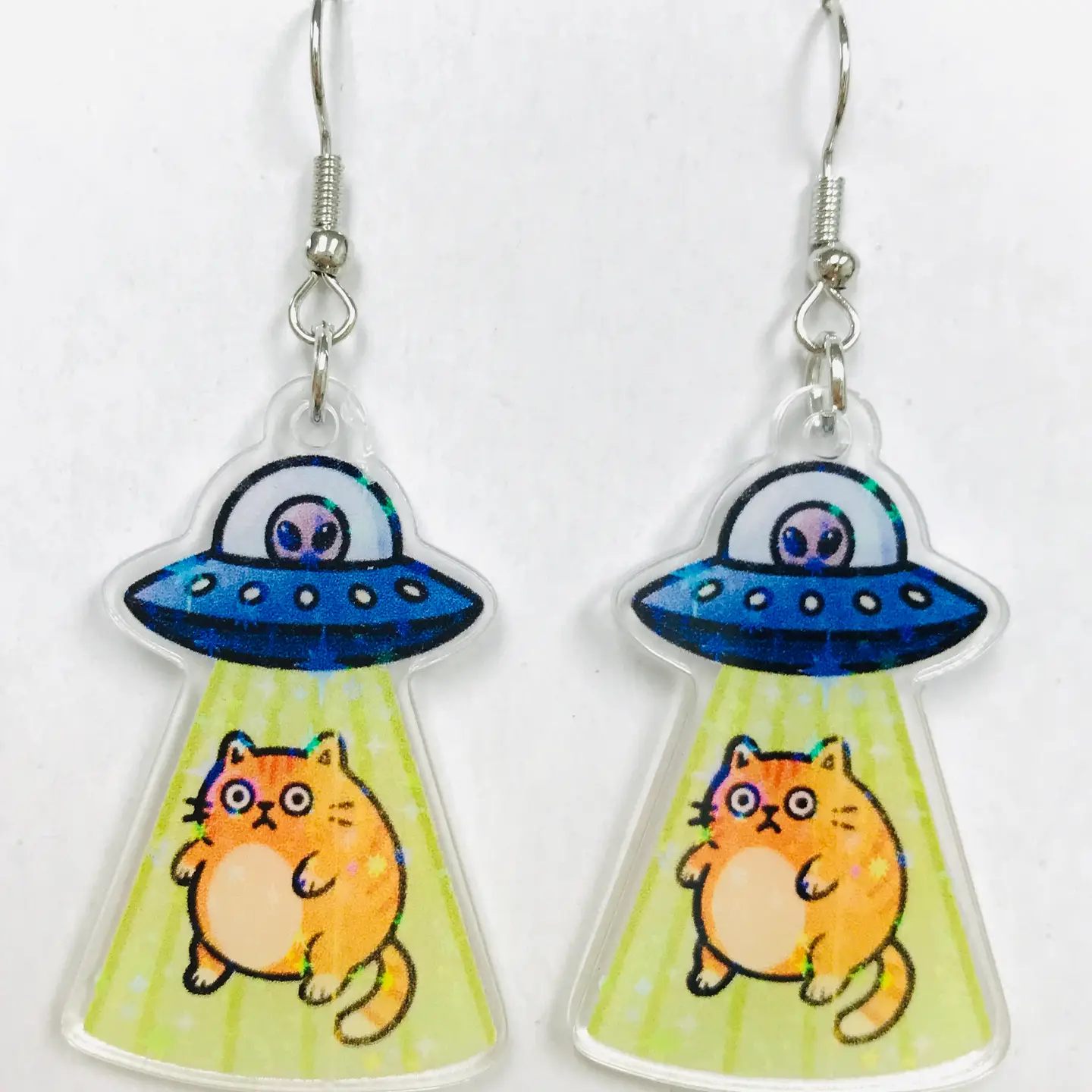 Alien Abudction Cat Earrings