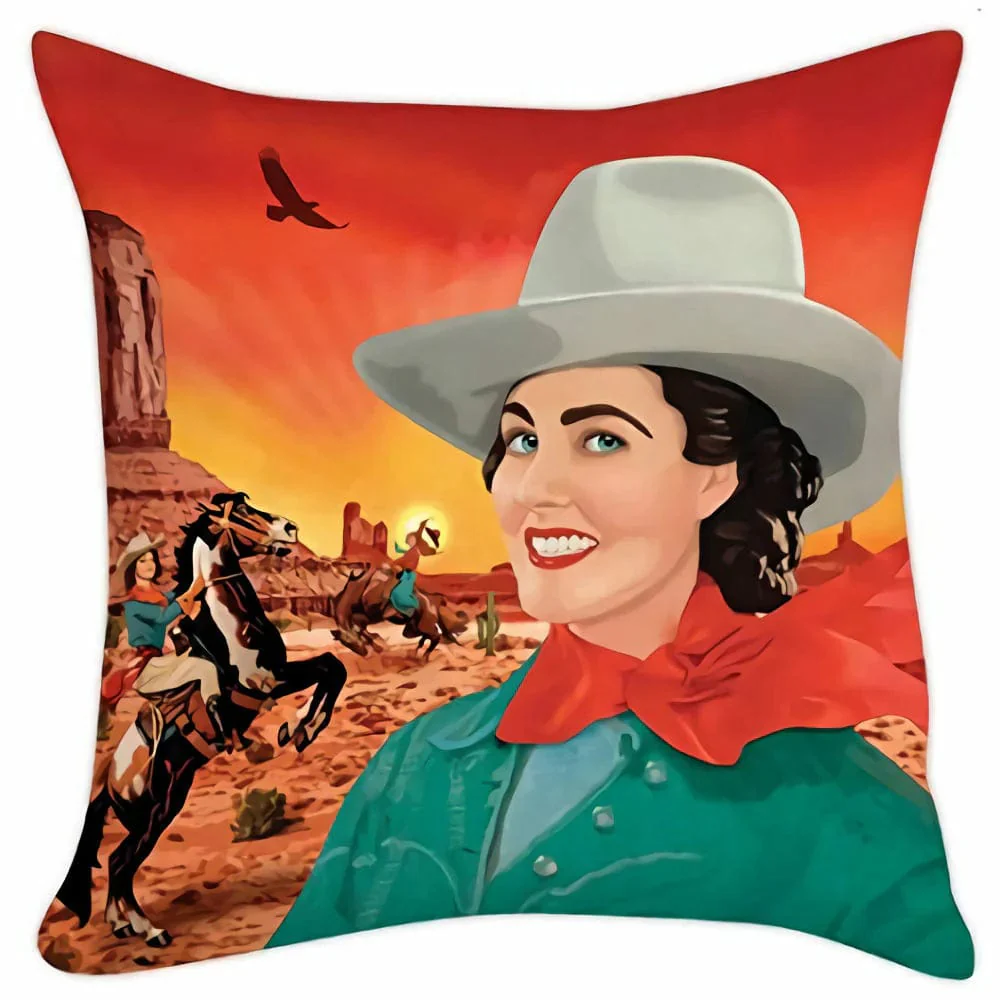 Archie McPhee: 18 x 18" Pillow Cover - Cowgirl