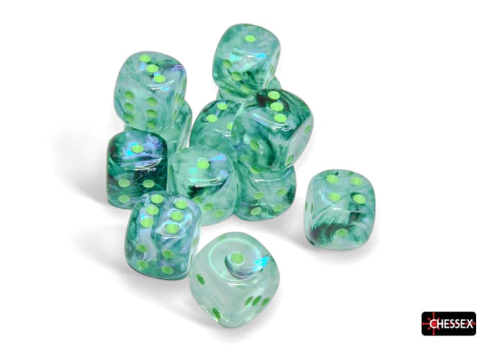 Chessex: Plastic 12d6 Set - Borealis Kelp/Light Green Luminary - Image 2