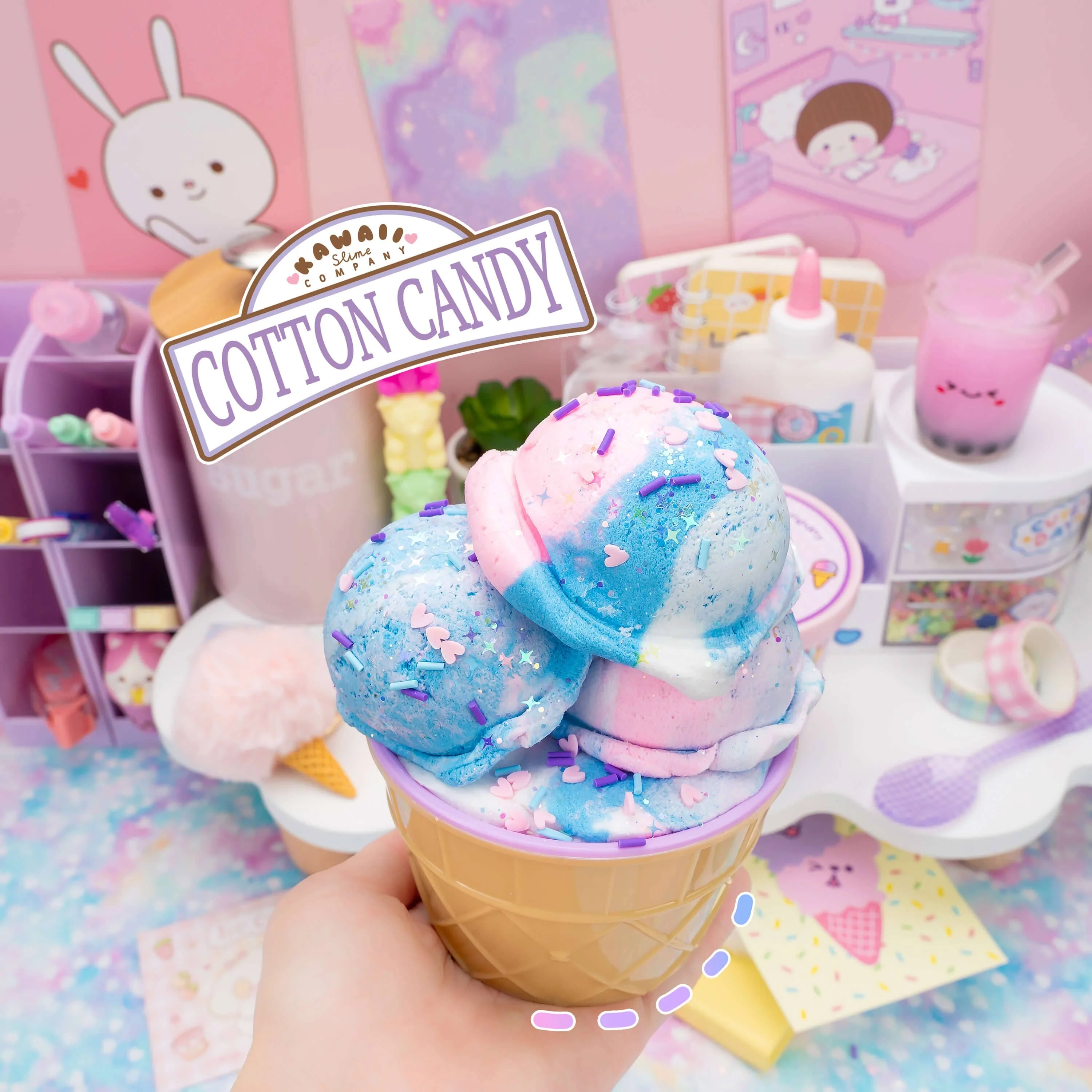 Cotton Candy Scented Ice Cream Pint Slime (5pcs/case) - Image 2