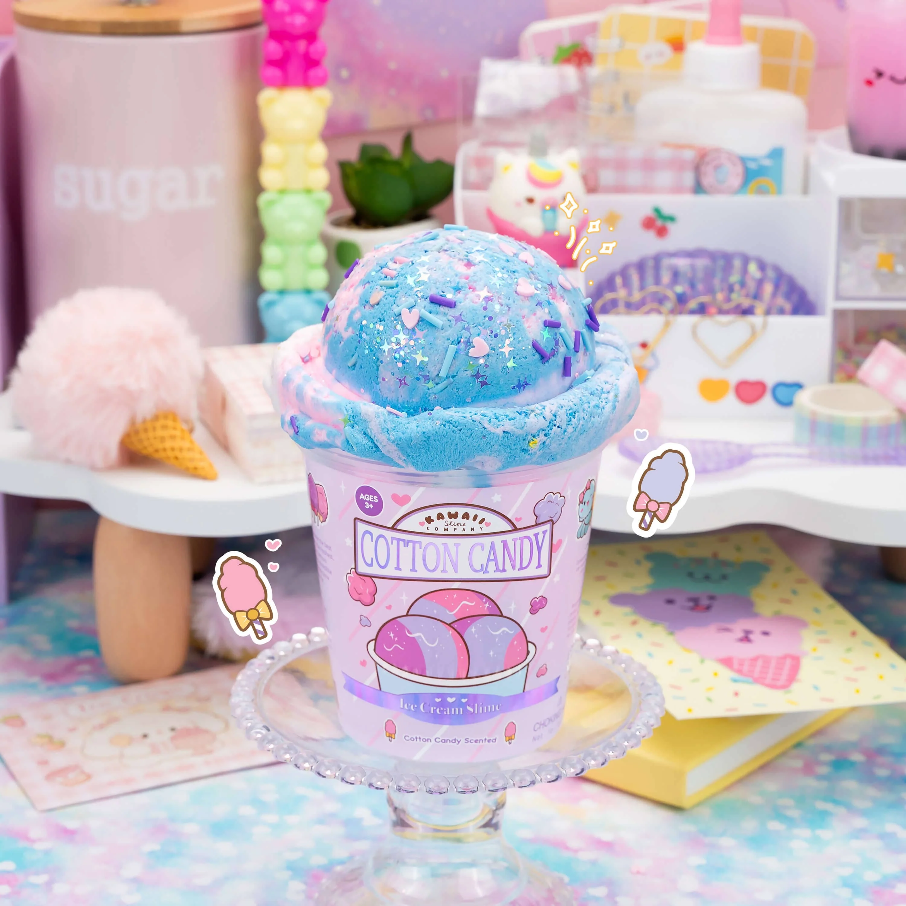 Cotton Candy Scented Ice Cream Pint Slime (5pcs/case) - Image 3