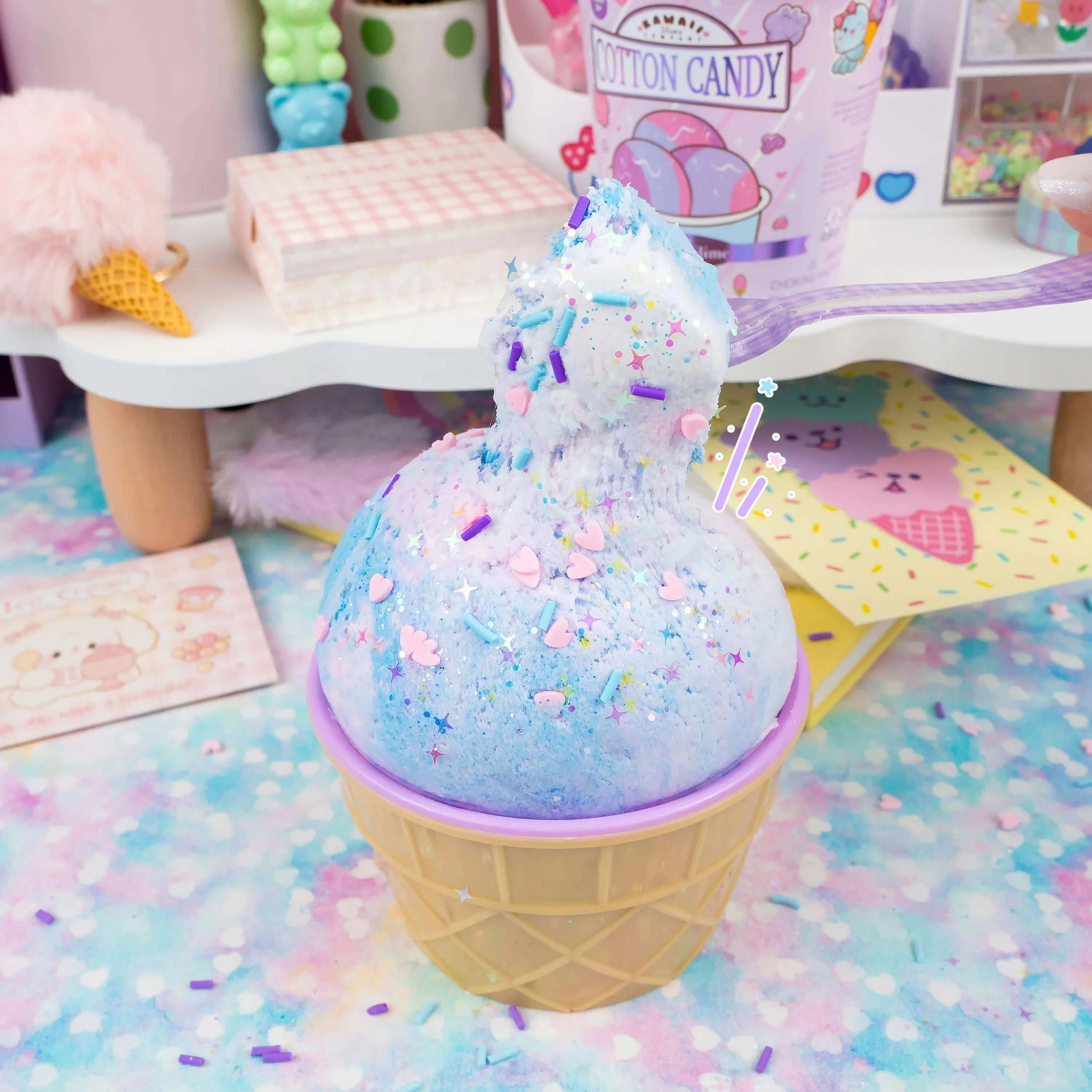Cotton Candy Scented Ice Cream Pint Slime (5pcs/case) - Image 4
