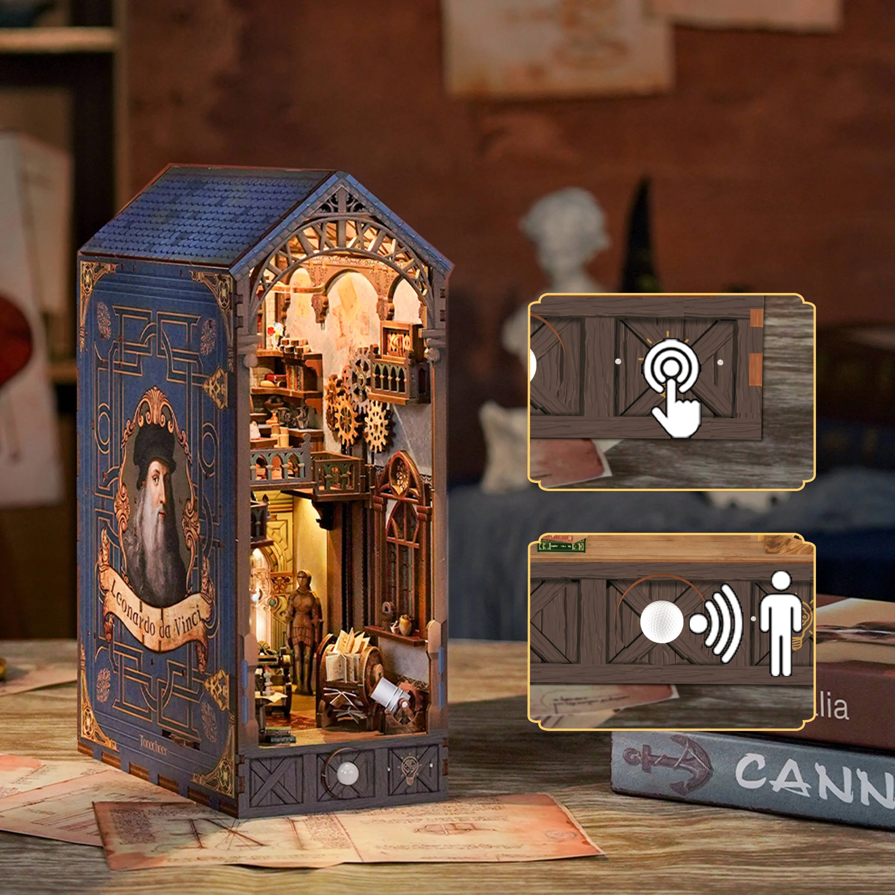 DIY Book Nook Kit: Leonardo da Vinci w/ Dust Cover - Image 3
