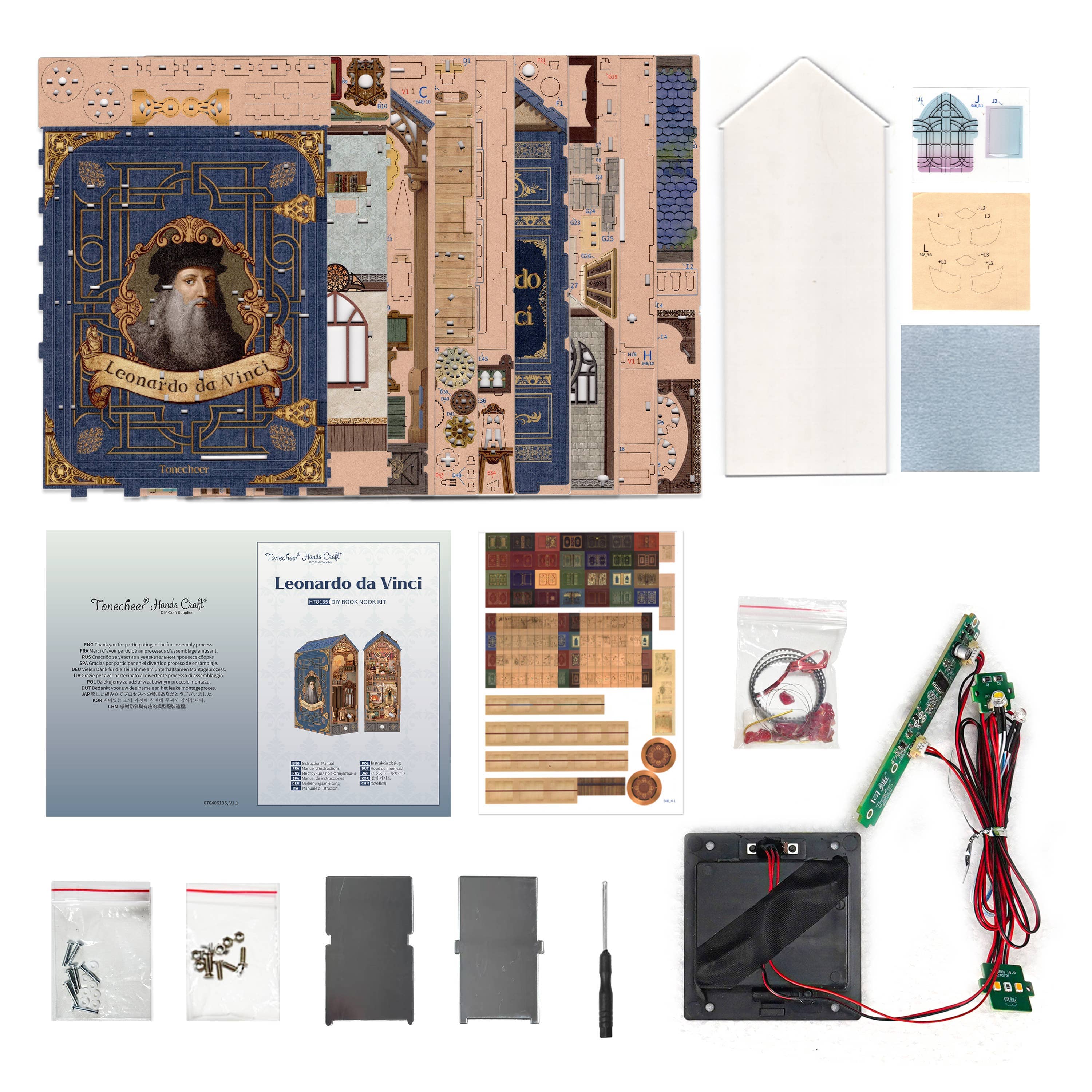 DIY Book Nook Kit: Leonardo da Vinci w/ Dust Cover - Image 5