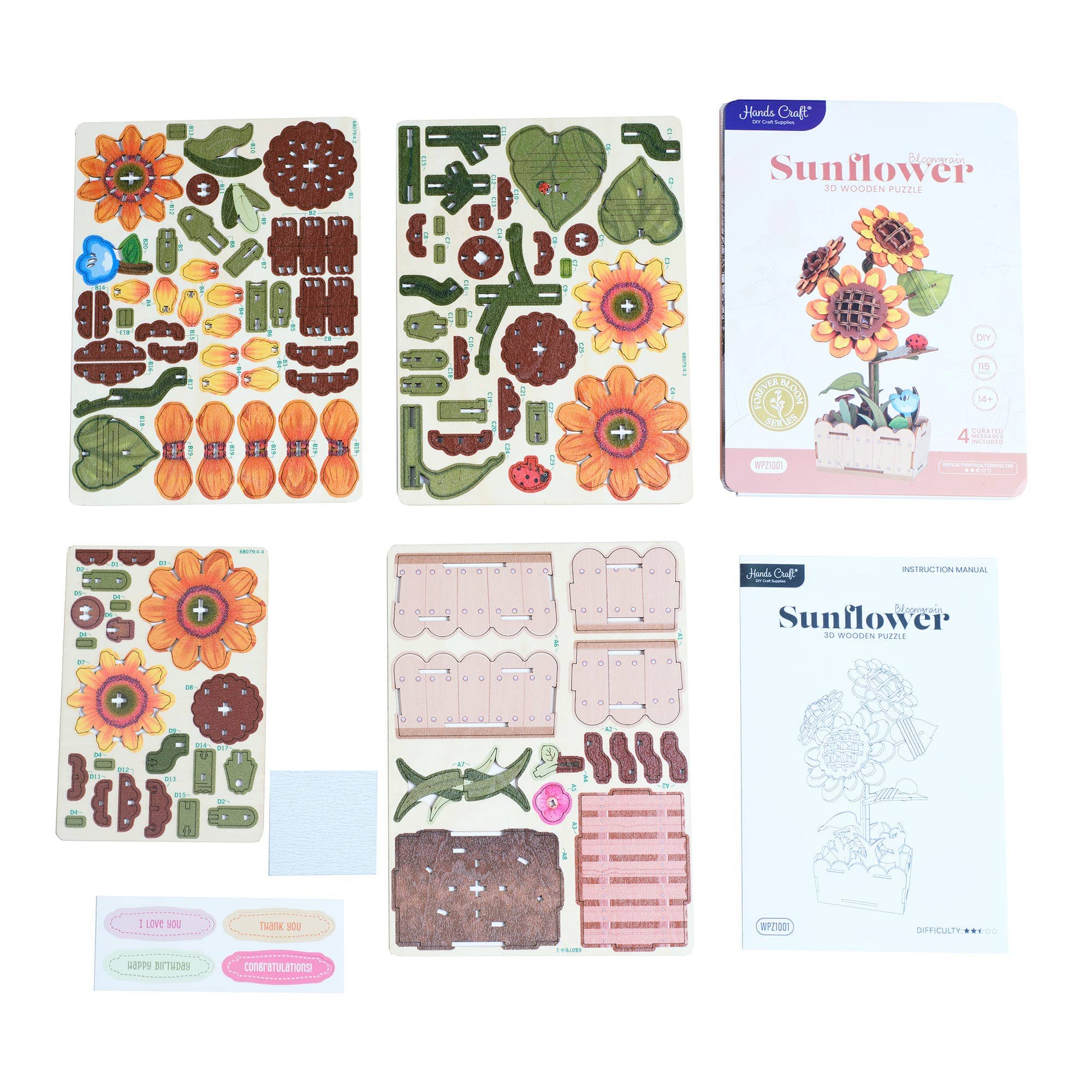 DIY Wooden Puzzle Kit - Sunflower Bloom Set - Image 3