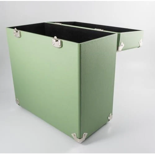 GPO Retro SWB18GRE 12" Vinyl Record Case 35 Count Capacity with Removable Lid - Green