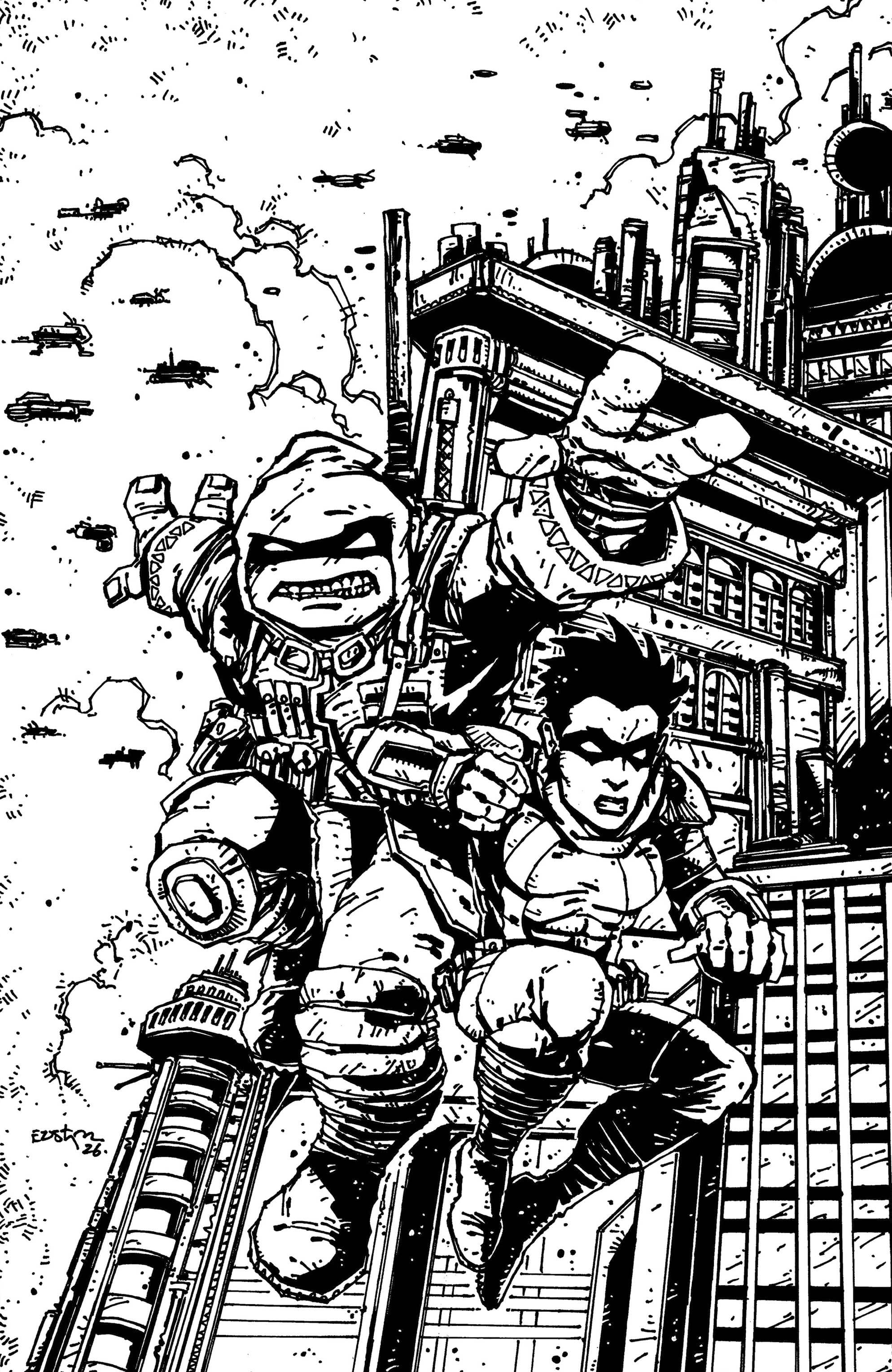 Teenage Mutant Ninja Turtles: The Last Ronin--Training Day 1:50 INCV Varian RI (Eastman Full Art B&W)