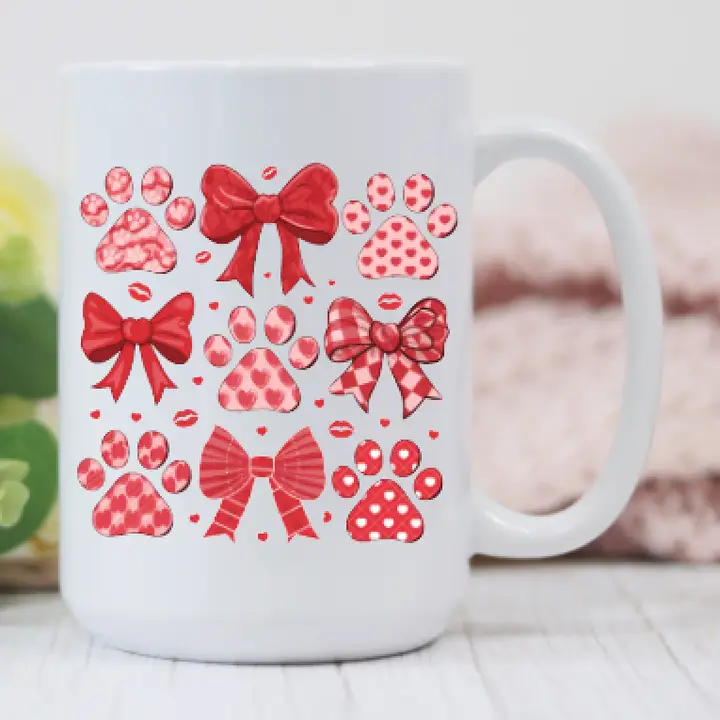 Paw Prints & Bows Mug