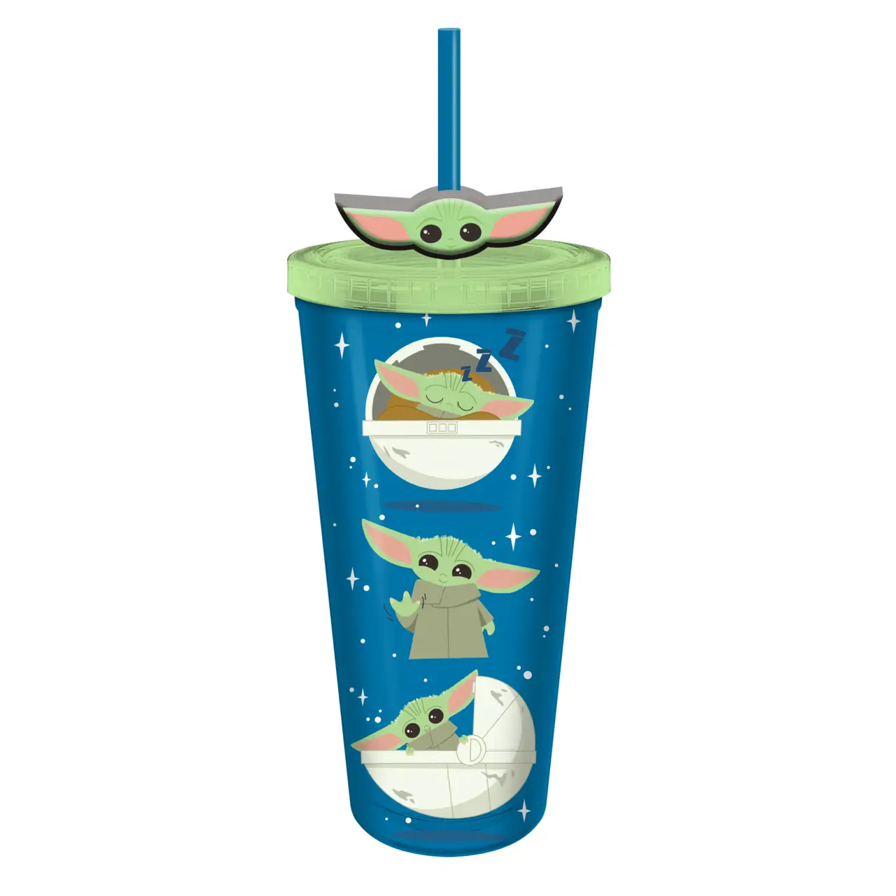 Silver Buffalo: Star Wars Mandalorian - 24oz Plastic Cold Cup w/ Lid (Yoda Nom)