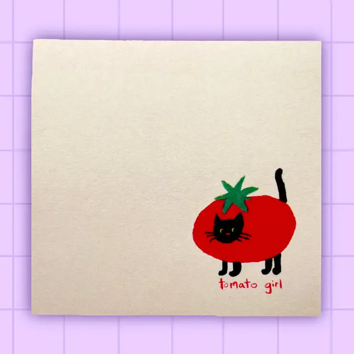Tomato Girl Black Cat Sticky Notes