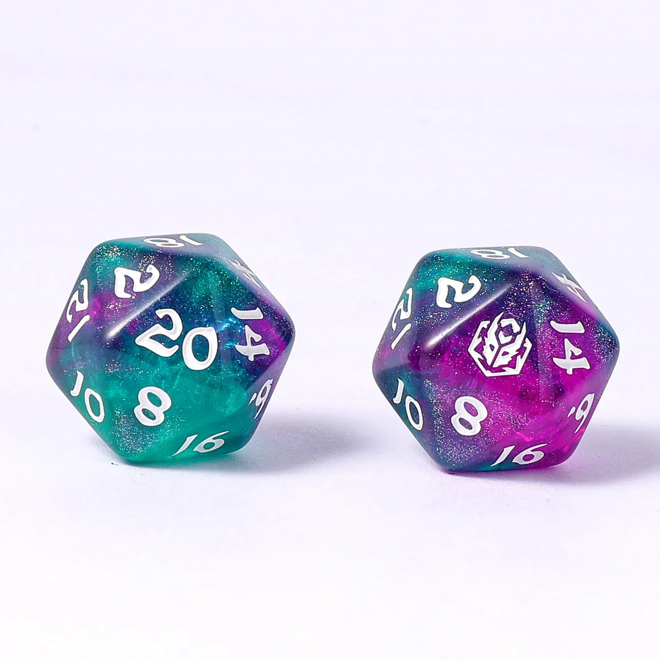 Wyrmforged Rollers - Rounded Edge 8 Piece Polyhedral Dice Set - Jesters Cloak - Image 2